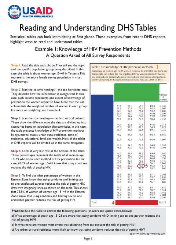 Cover of Reading DHS Tables (general/HIV) (English)
