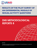 Cover of Results of the Pilot Survey of an Experimental Module of Sexual Activity Questions (English)