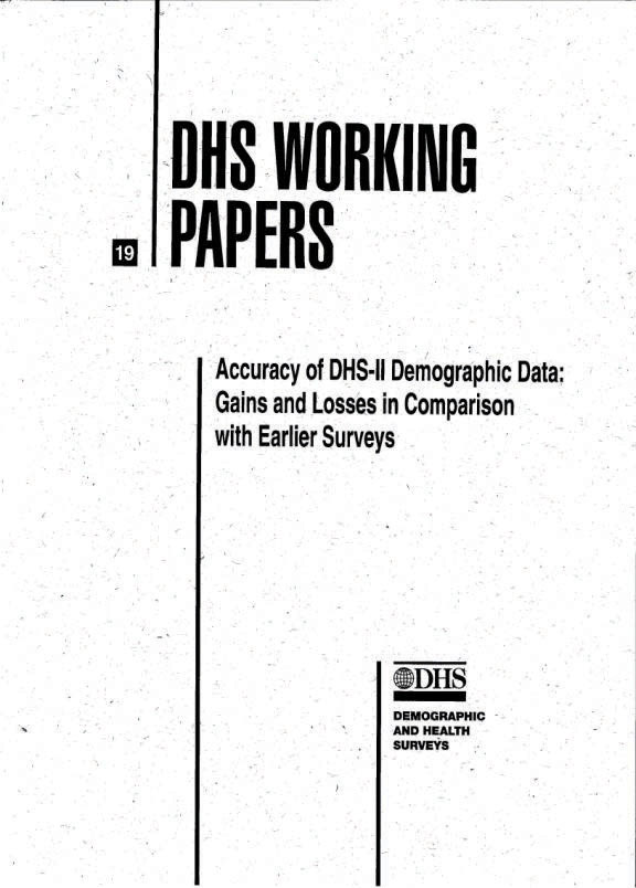 Cover of Accuracy of DHS-II Demographic Data: Gains and Losses in Comparison with Earlier Surveys (English)