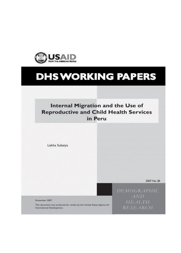 Cover of Internal Migration and the Use of Reproductive and Child Health Services in Peru (English)