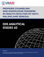 Cover of Provider Counseling and Knowledge Transfer in Health Facilities of Haiti, Malawi, and Senegal (English)