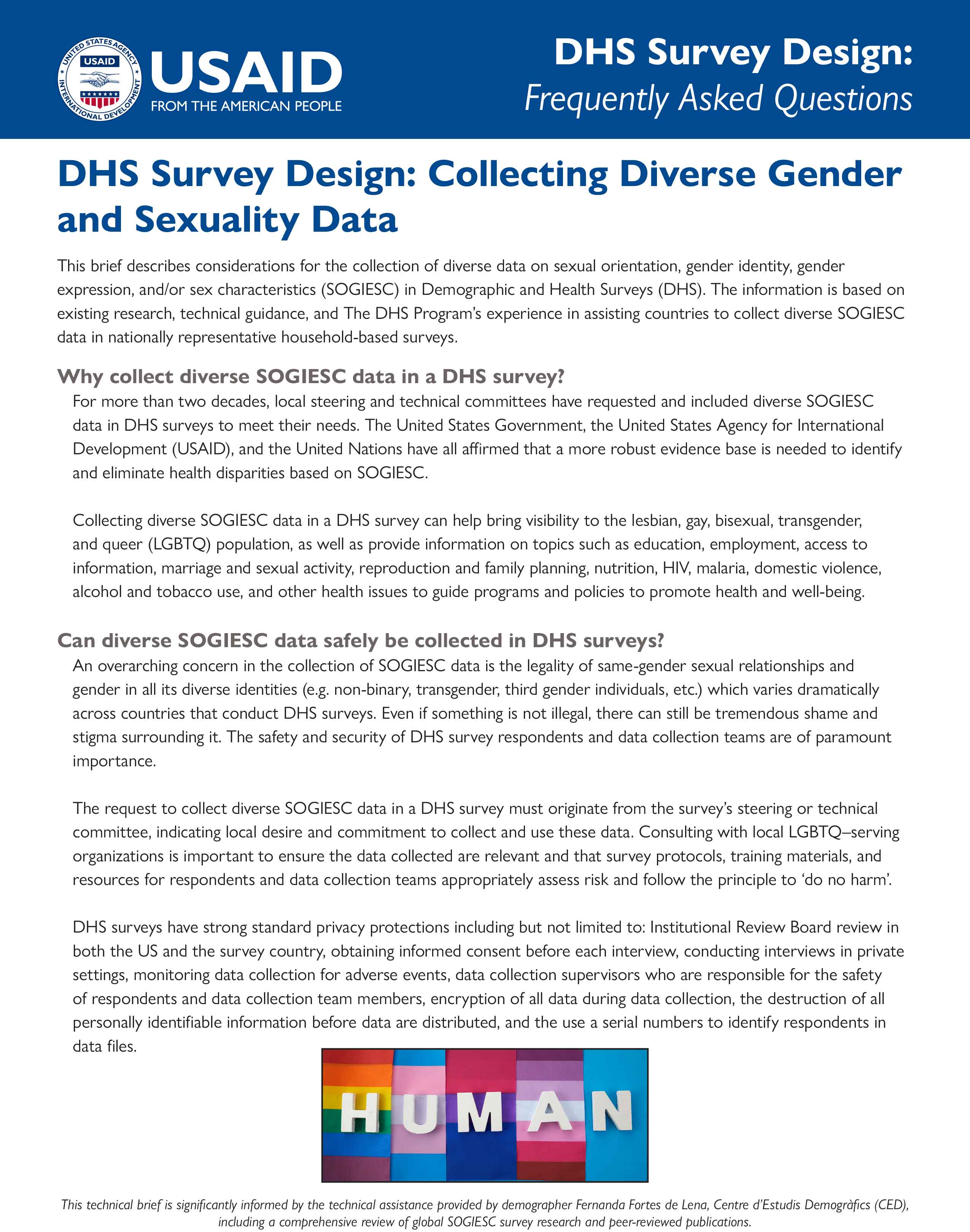 Cover of DHS Survey Design: Collecting Diverse Gender and Sexuality Data (English)