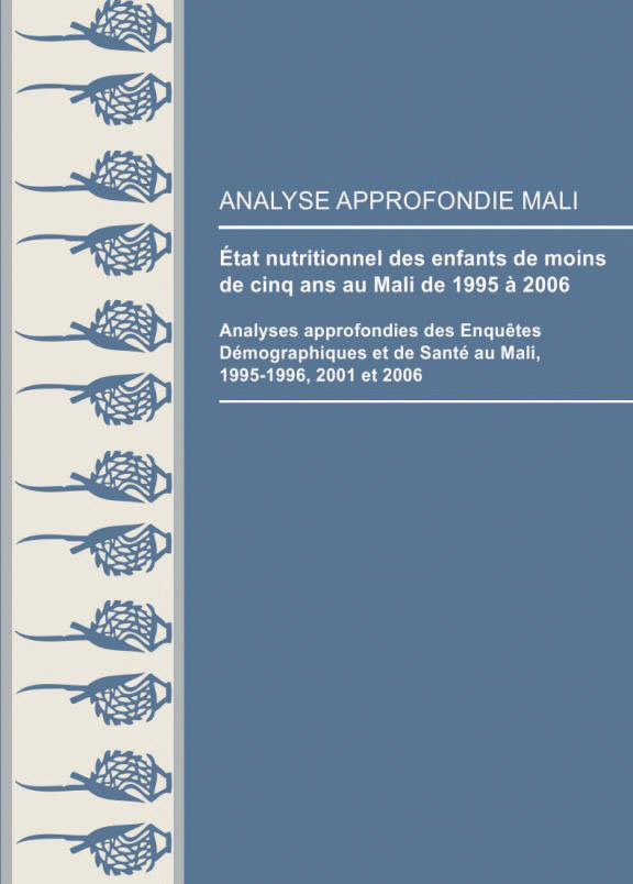 Cover of État nutritionnel des enfants de moins de cinq ans au Mali de 1995 à 2006 (French)