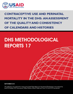 Cover of Contraceptive Use and Perinatal Mortality in the DHS: An Assessment of the Quality and Consistency of Calendars and Histories (English)