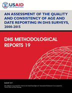Cover of An Assessment of the Quality and Consistency of Age and Date Reporting in DHS Surveys, 2000-2015 (English)