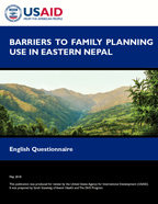 Cover of Barriers to Family Planning Use in Eastern Nepal - English Questionnaire (English)