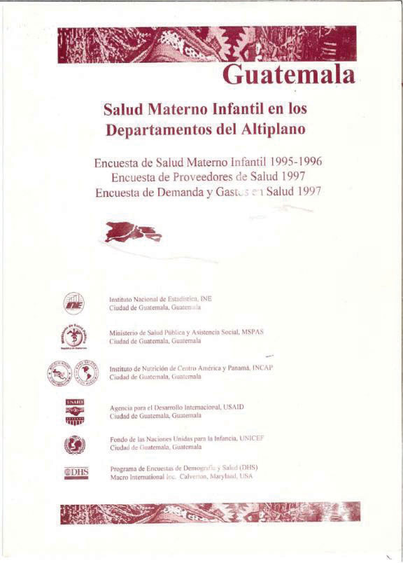 Cover of Guatemala MCH SPA, 1997 - Guatemala Salud Materno Infantil en los Departamentos del Altiplano (Spanish)