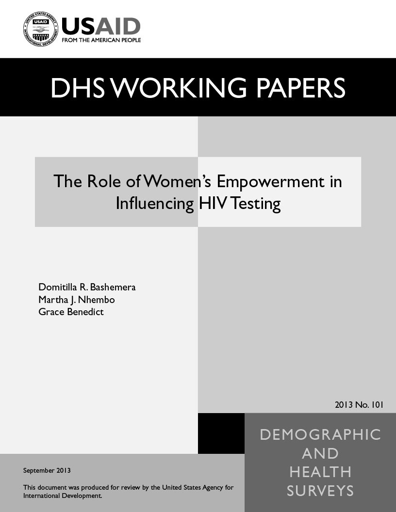 Cover of The Role of Women's Empowerment in Influencing HIV Testing (English)