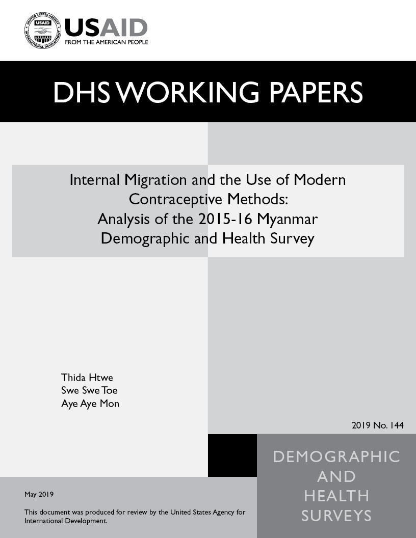 Cover of Internal Migration and the Use of Modern Contraceptive Methods: Analysis of the 2015-16 Myanmar Demographic and Health Survey (English)