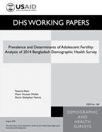 Cover of Prevalence and Determinants of Adolescent Fertility: Analysis of 2014 Bangladesh Demographic and Health Survey (English)