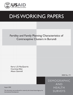 Cover of Fertility and Family Planning Characteristics of Contraceptive Clusters in Burundi (English)