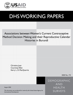 Cover of Associations between Women's Current Contraceptive Method Decision Making and their Reproductive Calendar Histories in Burundi (English)