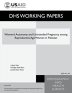 Cover of Women’s Autonomy and Unintended Pregnancy among Reproductive Age Women in Pakistan (English)