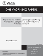 Cover of Trajectories into First-time Contraceptive Use Among Adolescents: A Comparison of Data from Burundi, Colombia, and Nepal (English)