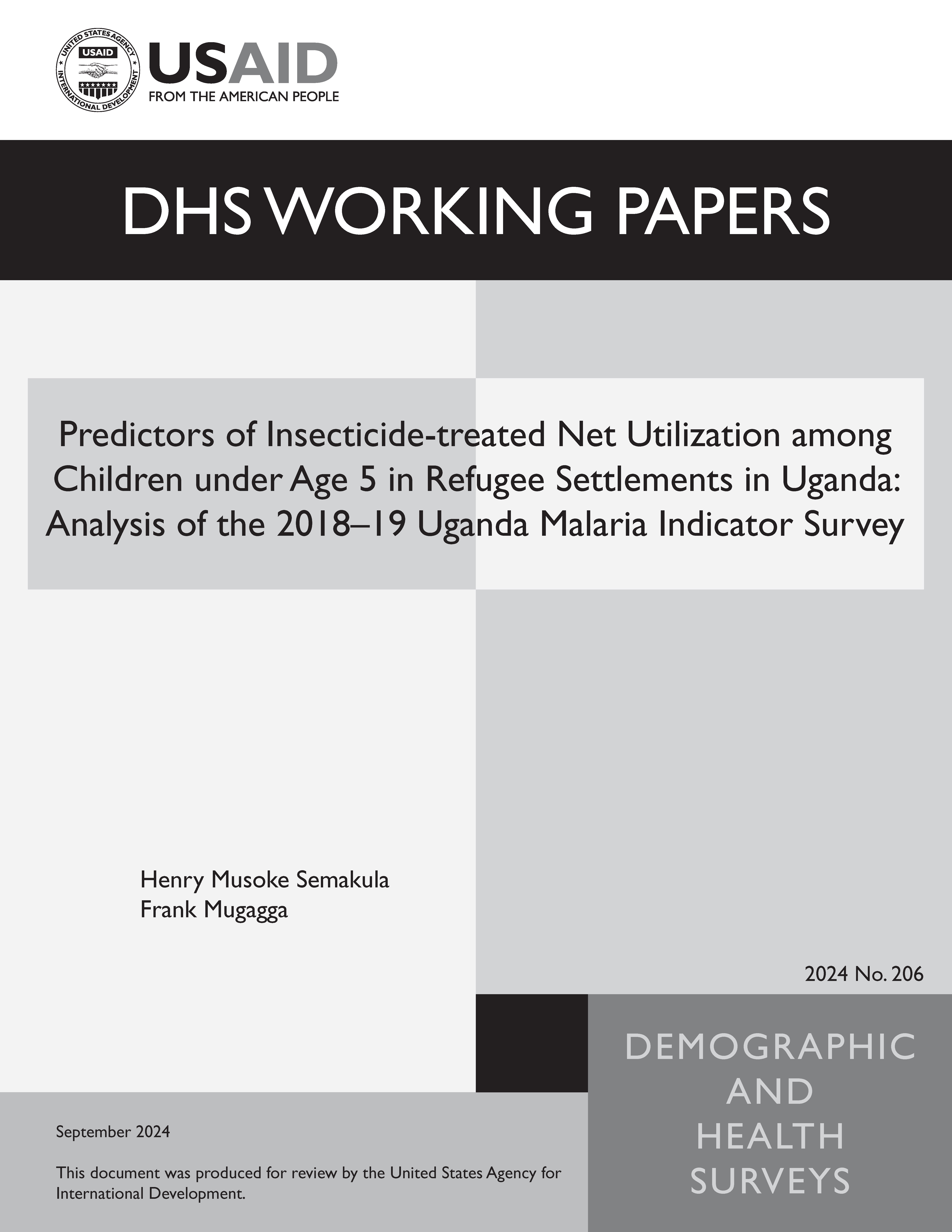 Cover of Predictors of Insecticide-treated Net Utilization among Children under Age 5 in Refugee Settlements in Uganda: Analysis of the 2018–19 Uganda Malaria Indicator Survey (English)