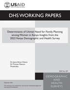 Cover of Determinants of Unmet Need for Family Planning among Women in Kenya: Insights from the 2022 Kenya Demographic and Health Survey (English)