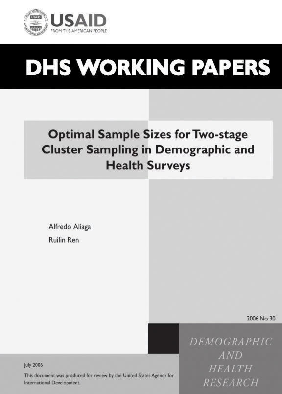 Cover of Optimal Sample Sizes for Two-stage Cluster Sampling in Demographic and Health Surveys (English)