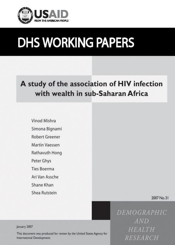 Cover of A study of the association of HIV infection with wealth in sub-Saharan Africa (English)