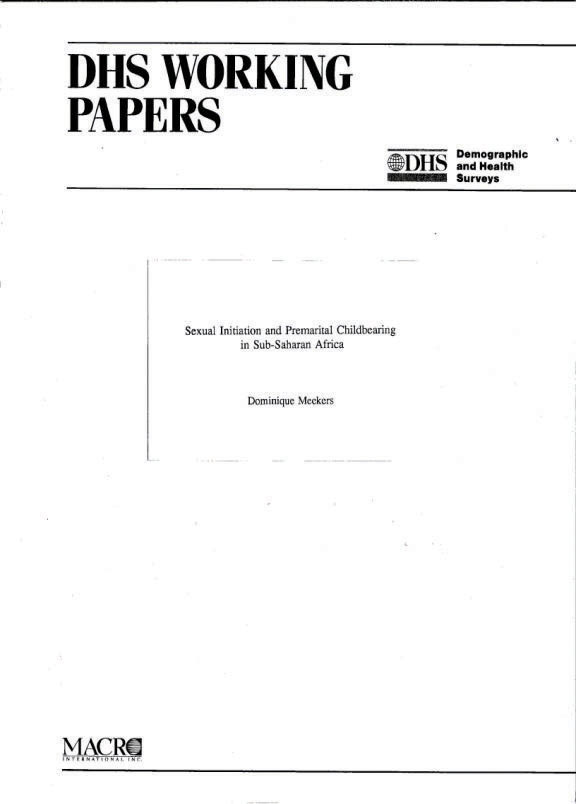 Cover of Sexual Initiation and Premarital Childbearing in Sub-Saharan Africa (English)