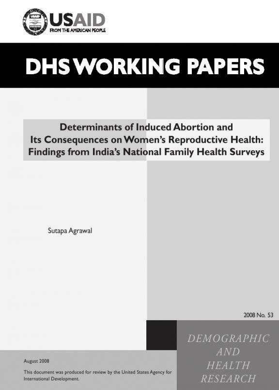 Cover of Determinants of Induced Abortion and its Consequences on Women's Reproductive Health: Findings from India's National Family Health Surveys (English)