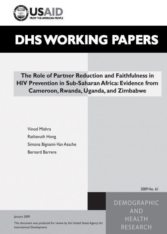Cover of The Role of Partner Reduction and Faithfulness in HIV Prevention in Sub-Saharan Africa: Evidence from Cameroon, Rwanda, Uganda, and Zimbabwe (English)