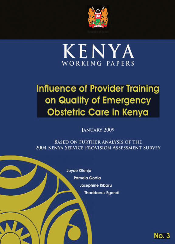 Cover of Influence of Provider Training on Quality of Emergency Obstetric Care in Kenya (English)